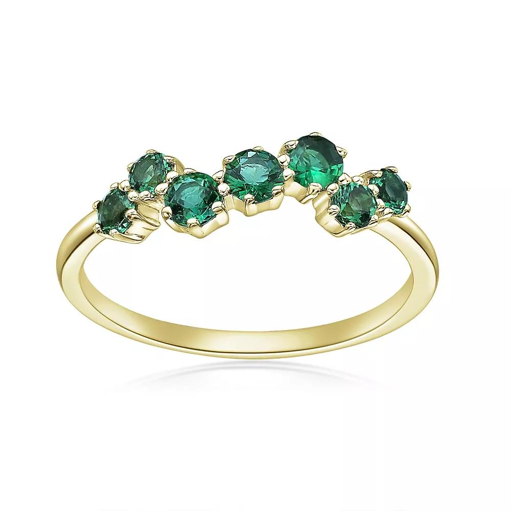 Gemminded 18k Gold Over Silver Lab-Created Emerald 7-Stone Ring, Women's, Size: 9, Gold Tone Product Image