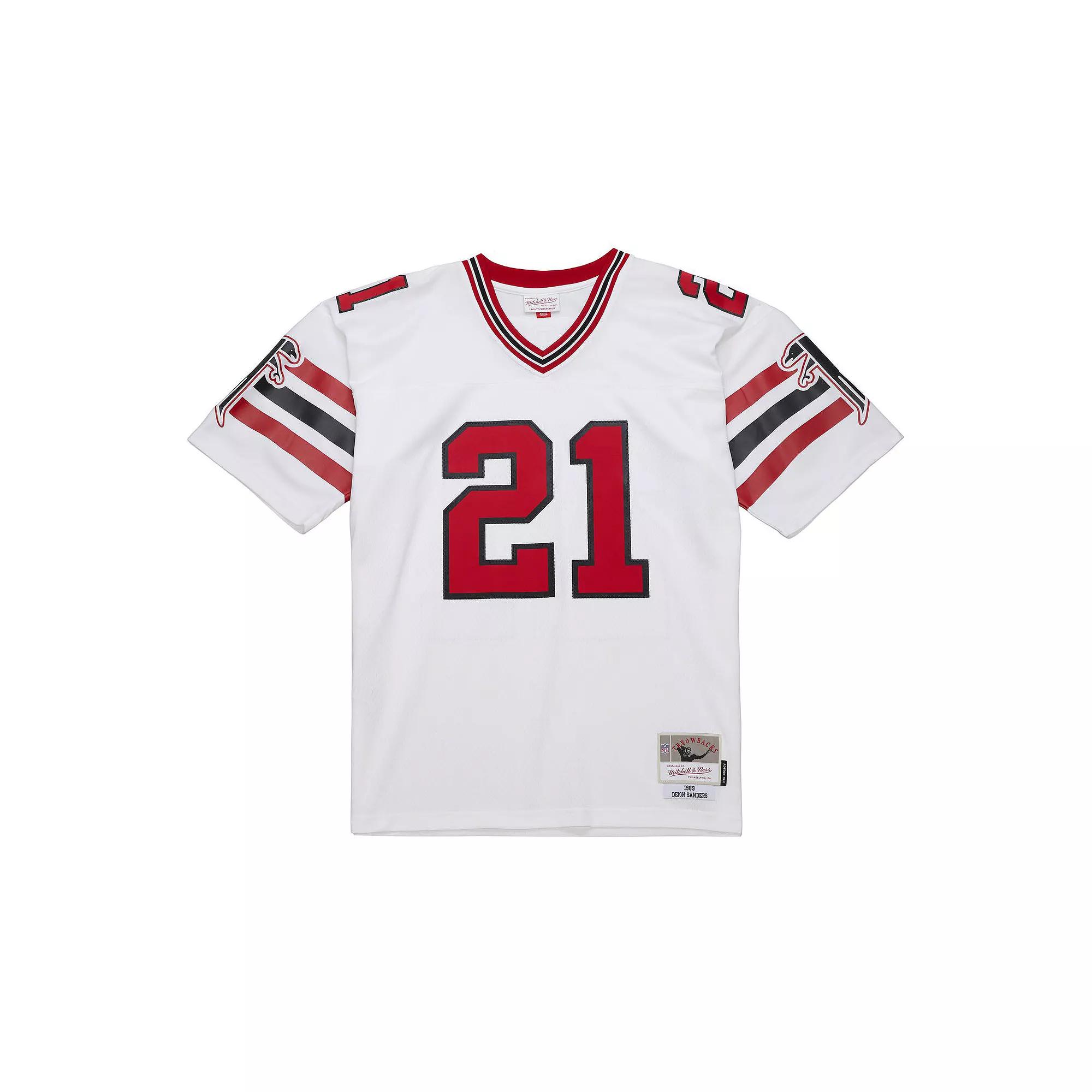 Men's Mitchell & Ness Deion Sanders White Atlanta Falcons 1989 Legacy Replica Jersey,  Product Image