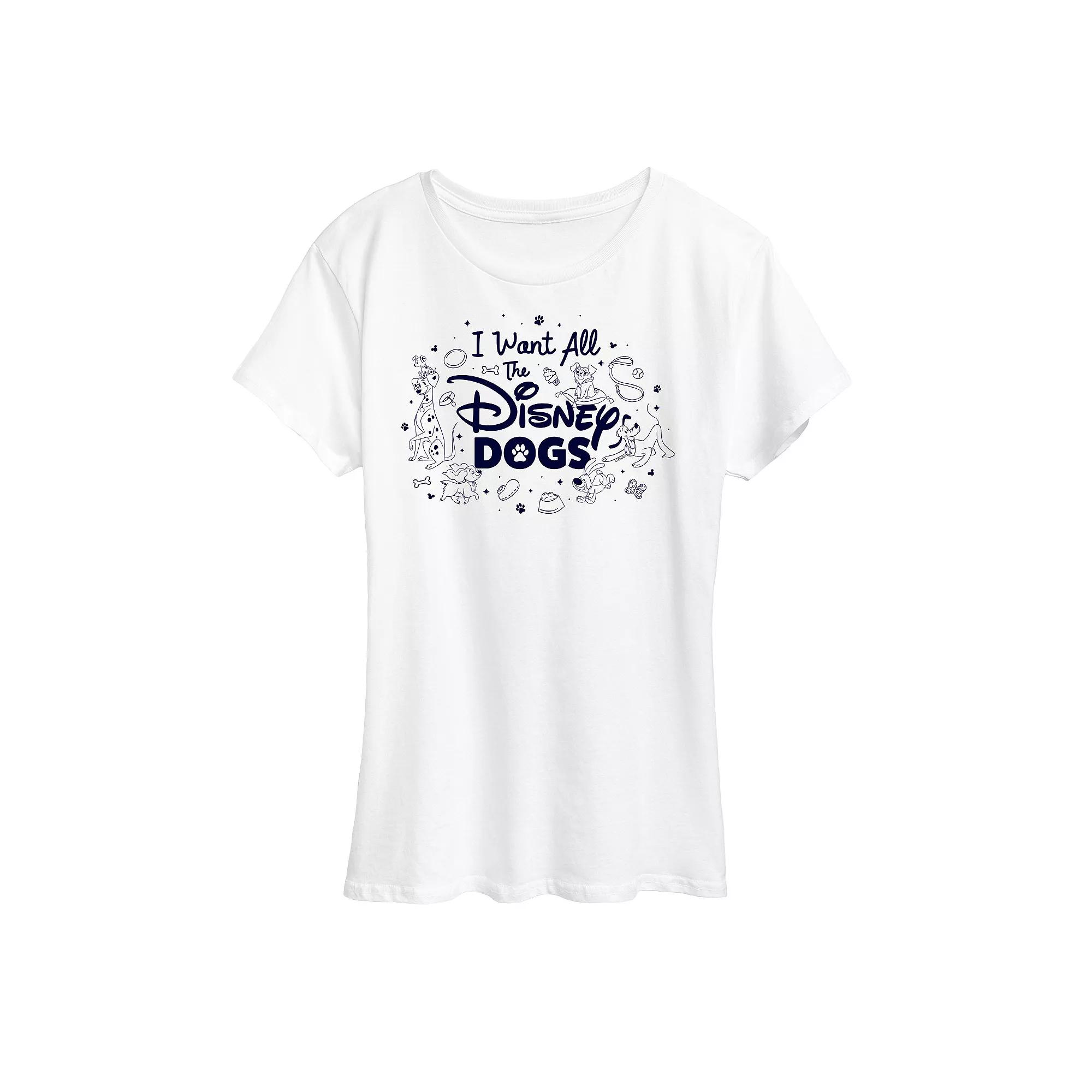 Disney Dogs Women's I Want All The Dogs Graphic Tee, Girl's,  Product Image
