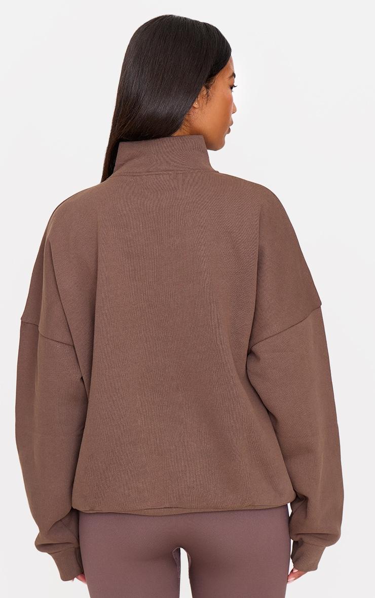 Espresso Premium High Neck Quarter Zip Oversized Sweatshirt Product Image