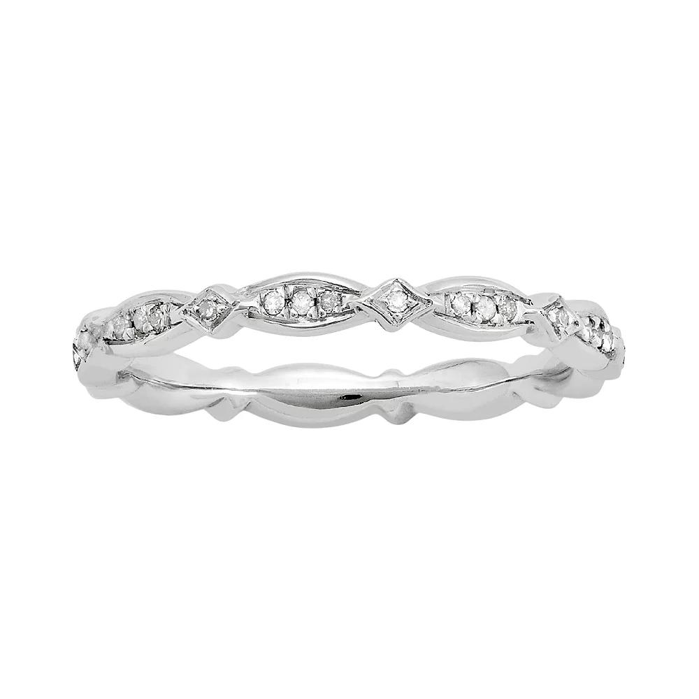 Stacks & Stones Sterling Silver .11-ct. T.W. Diamond Stack Ring, Women's,  Product Image