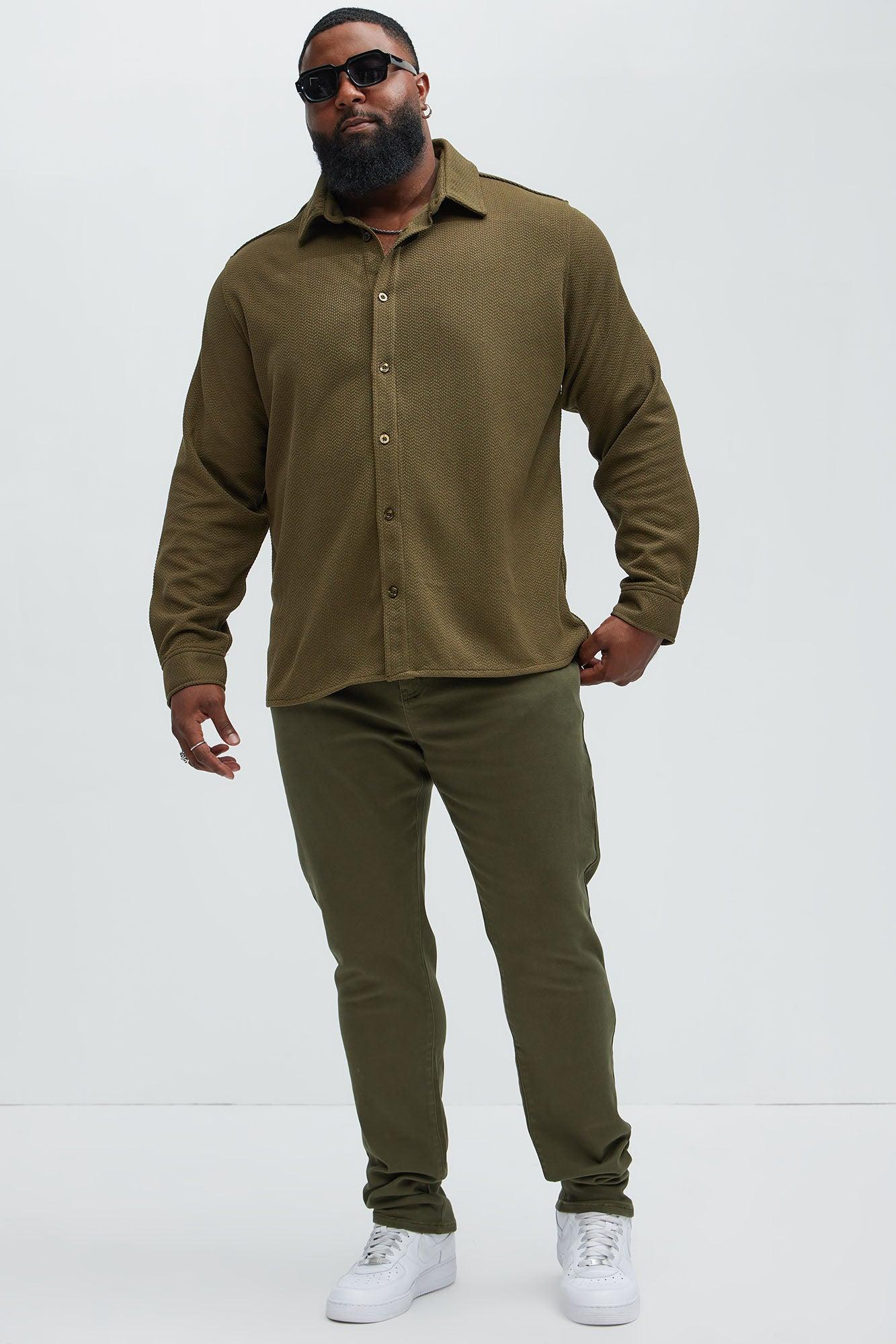 Find Here Textured Shirt - Olive Product Image