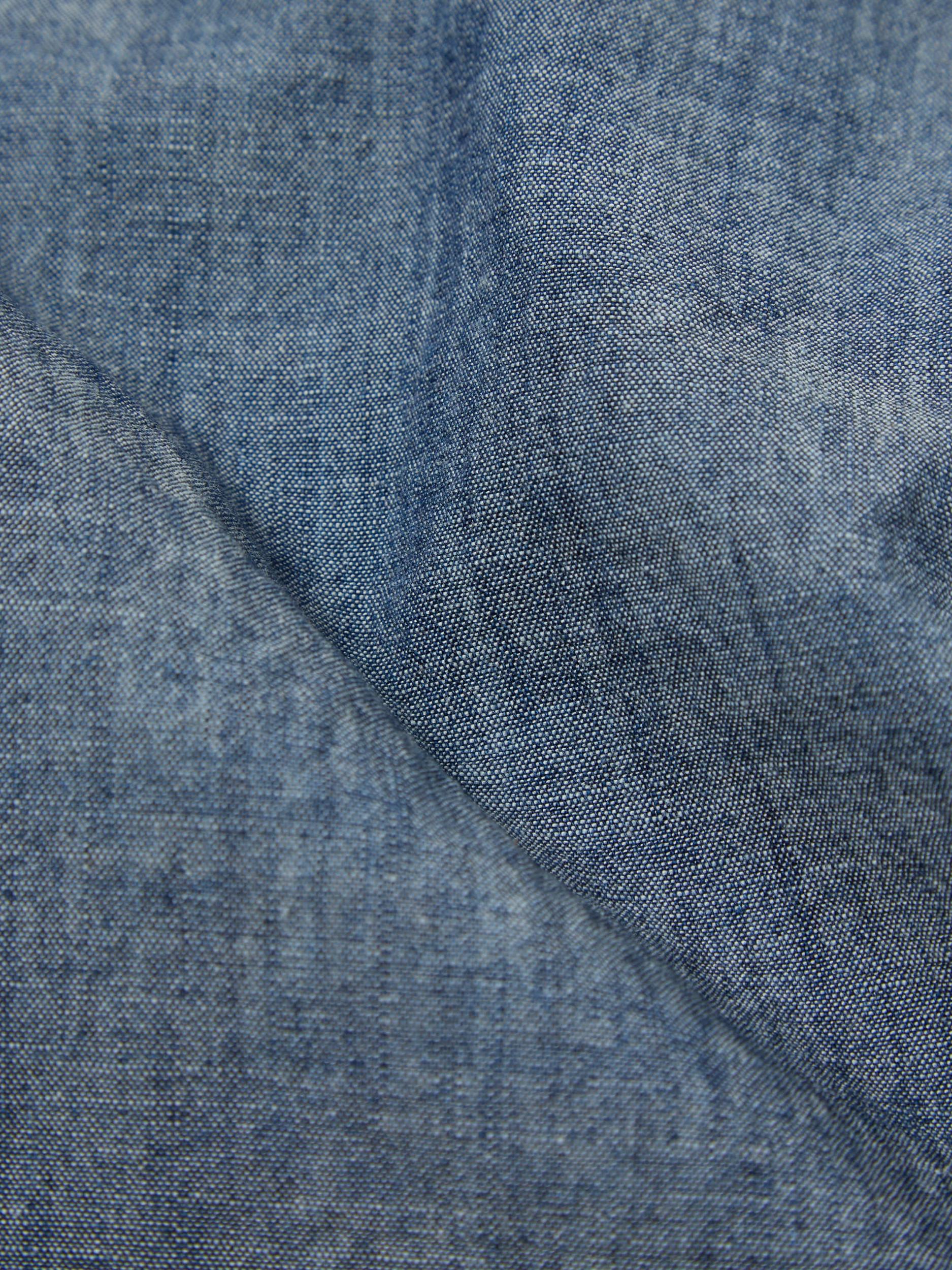 Universal Works Patched Kyoto Work Jacket in Indigo Chambray/Hickory Stripe Denim Product Image