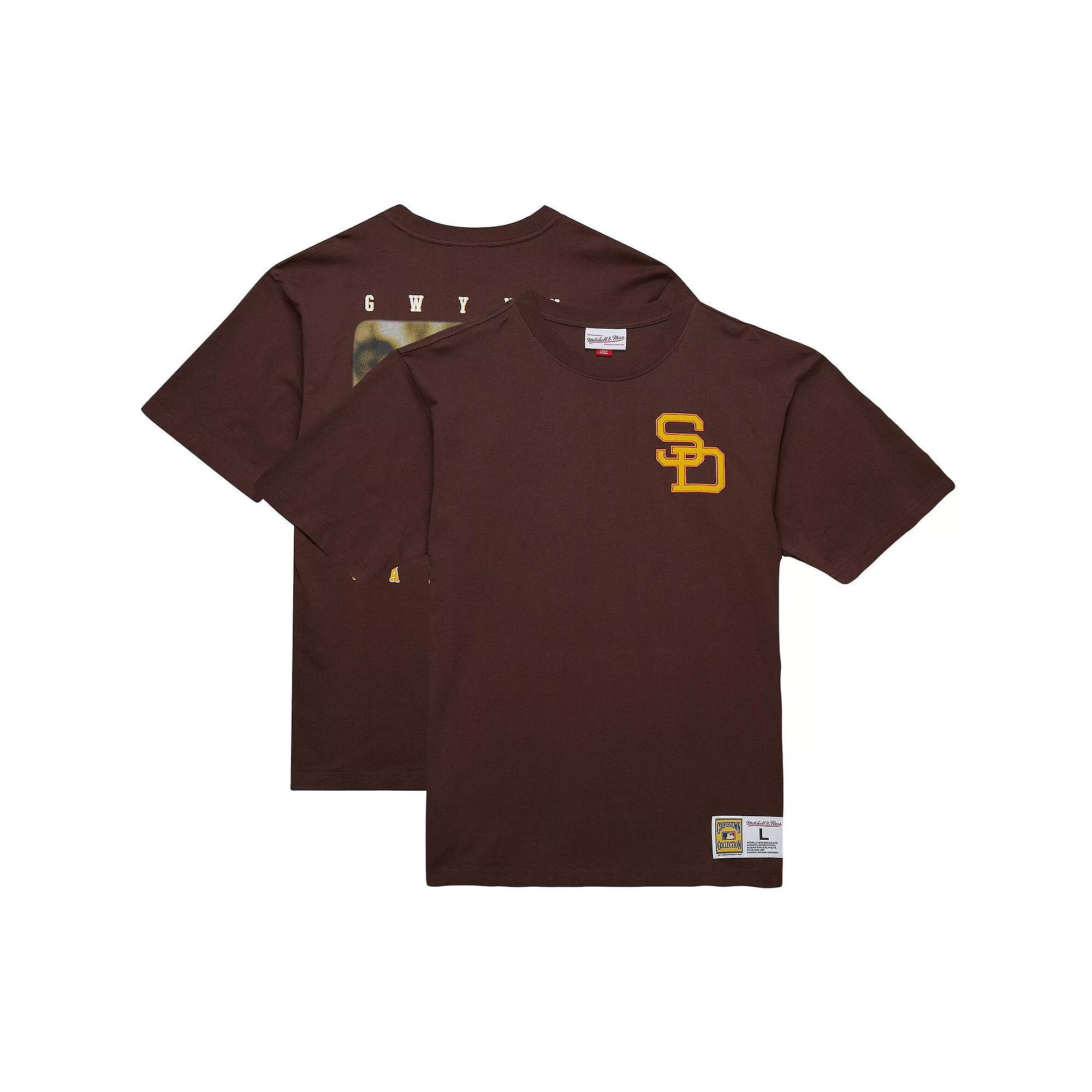 Men's Mitchell & Ness Tony Gwynn Brown San Diego Padres Legends Collection Vintage Logo T-Shirt,  Product Image