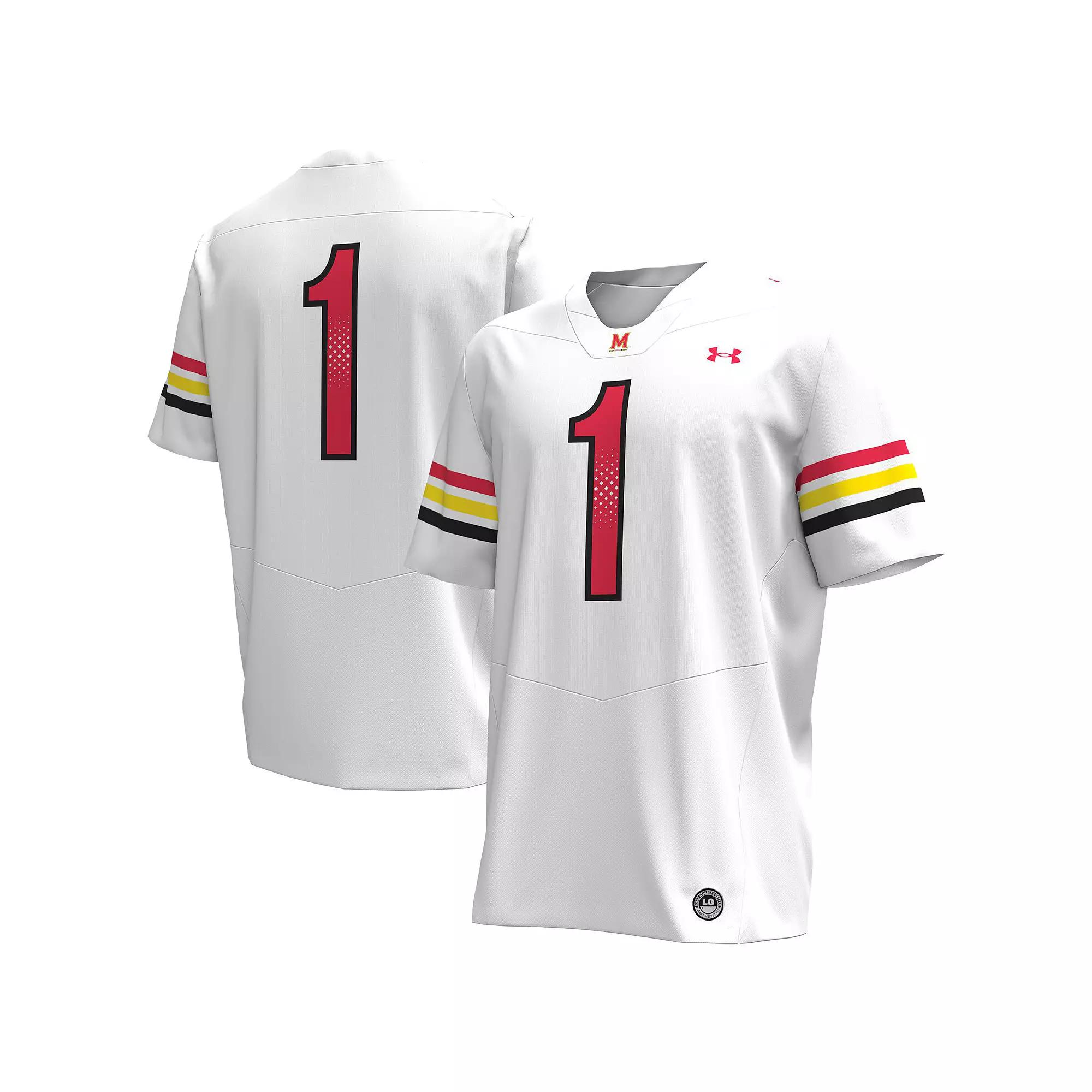 Men's Under Armour #1 White Maryland Terrapins Replica Football Jersey,  Product Image