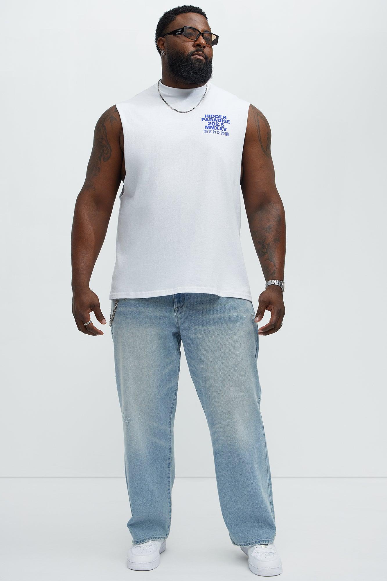 Hidden Paradise Muscle Tee - White Male Product Image