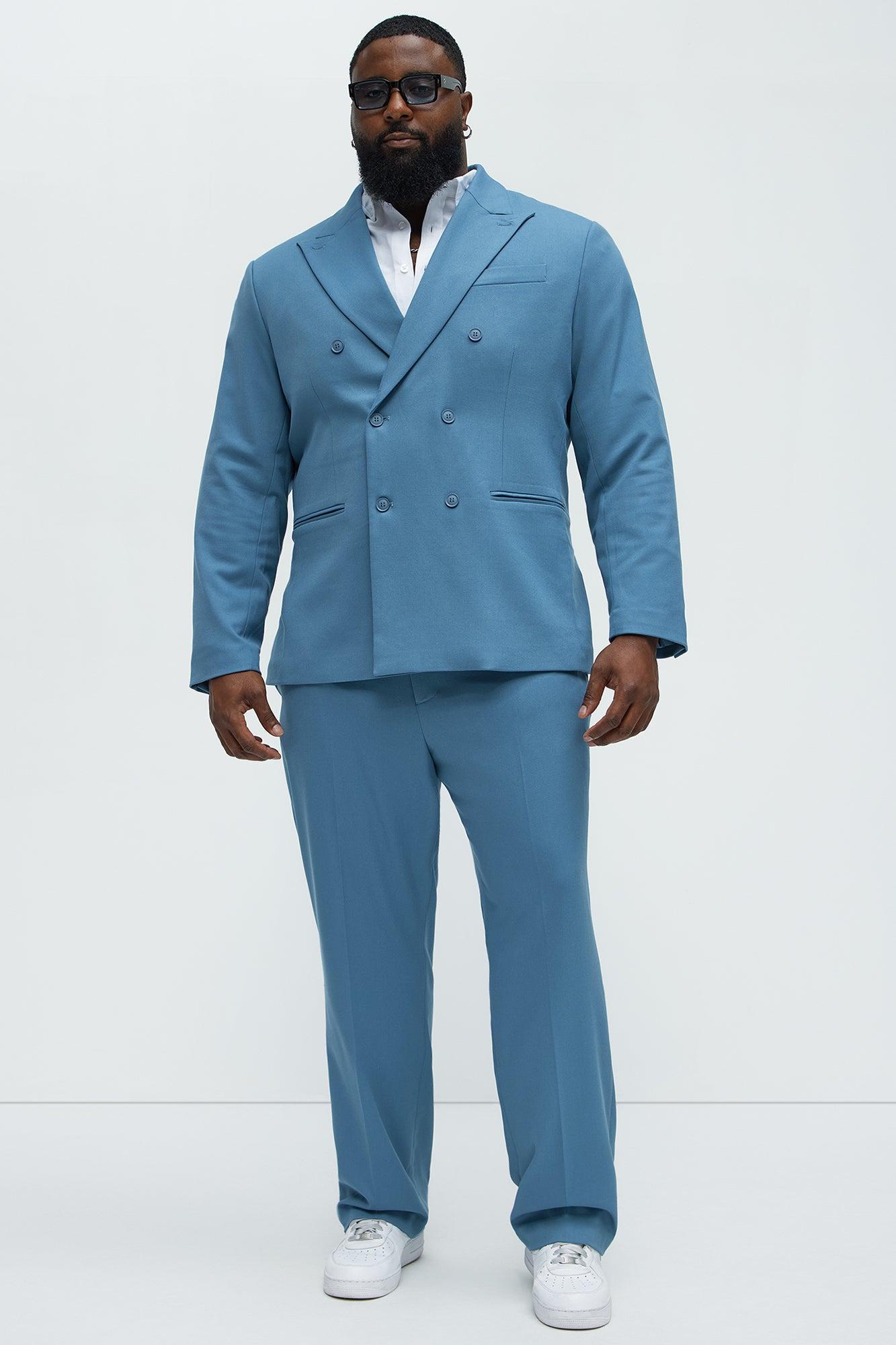 High Peak Lapel Suit Blazer - Slate Blue Product Image