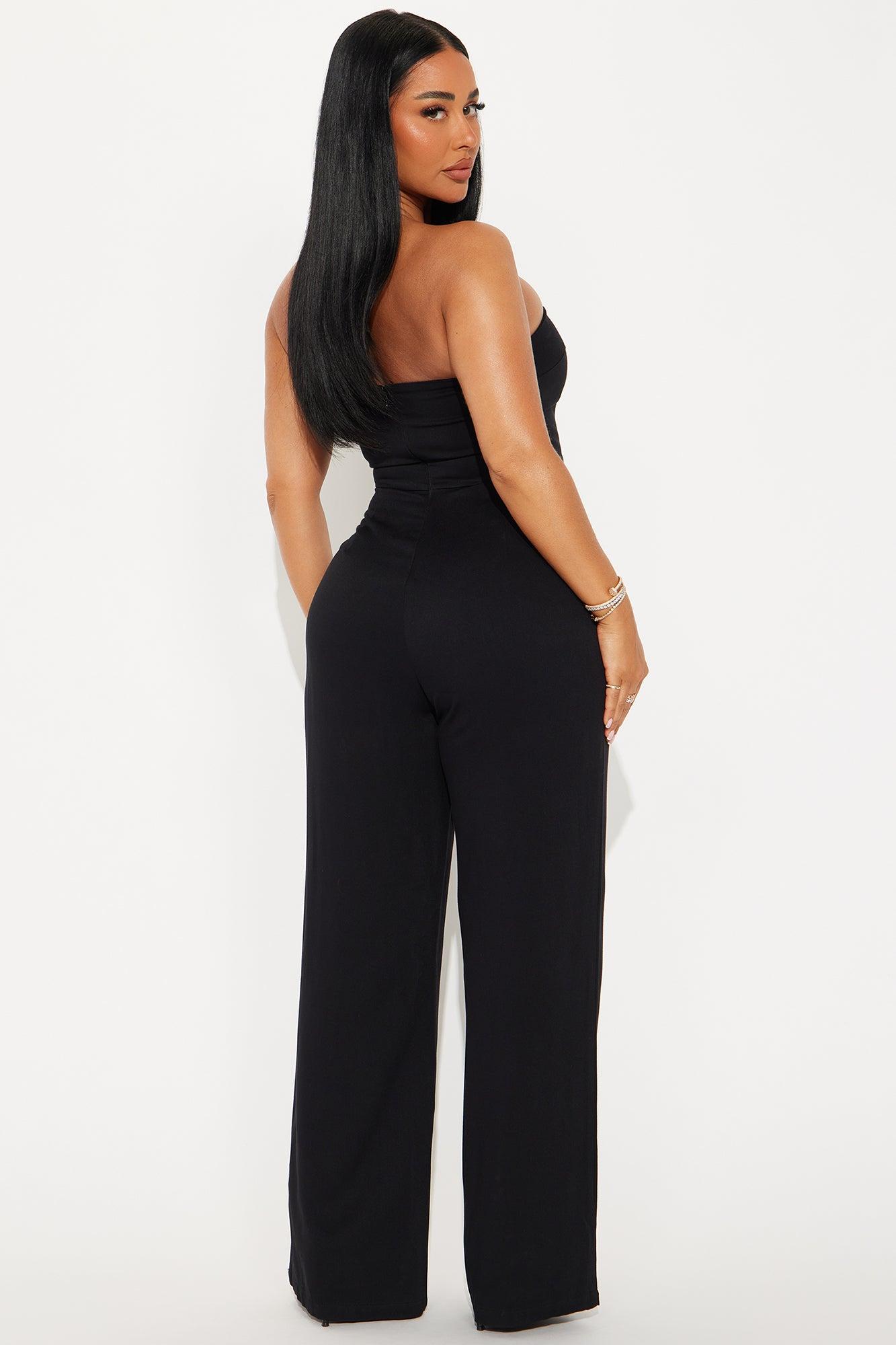 Ariana Wide Leg Jumpsuit - Black Female Product Image