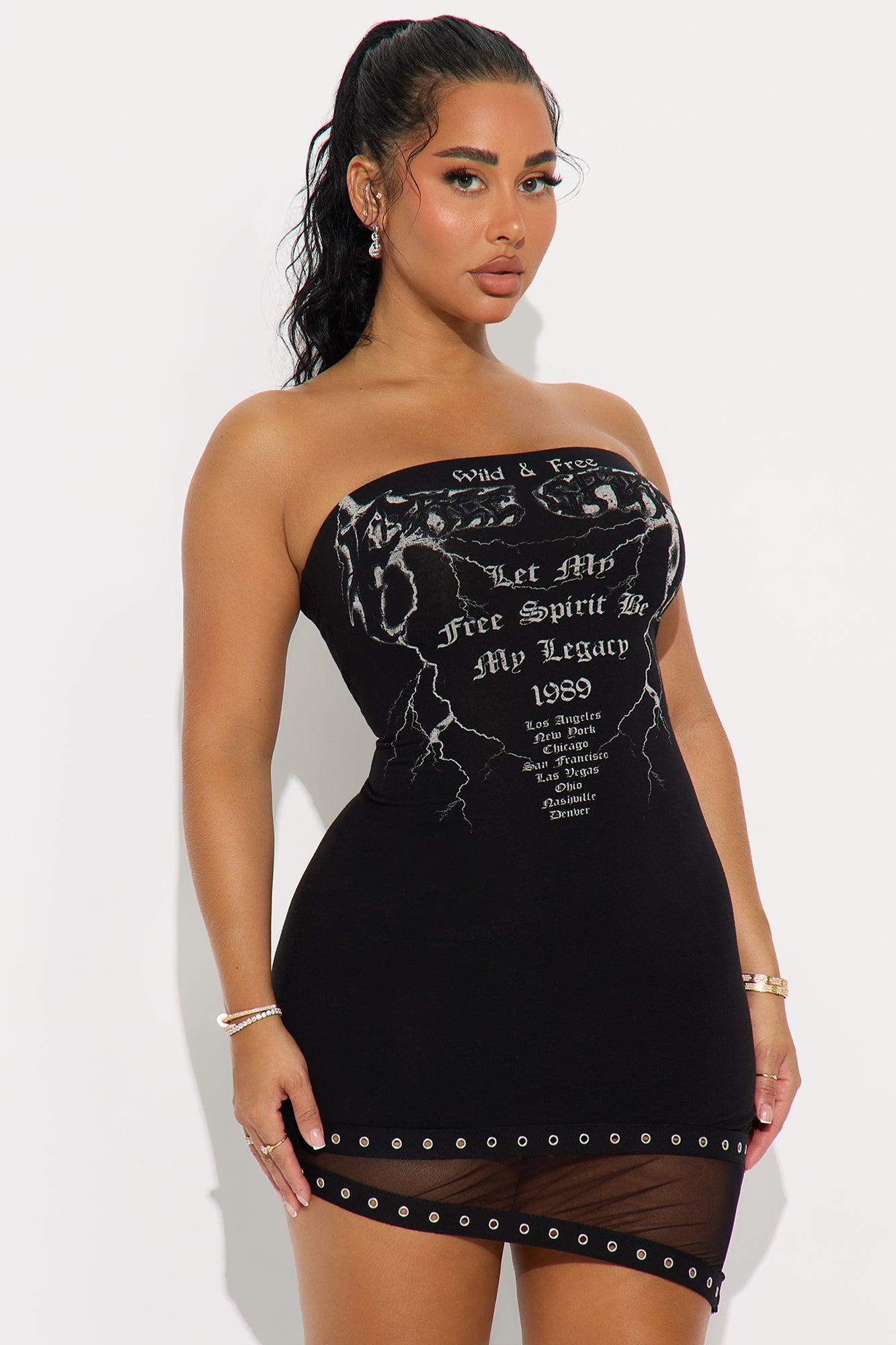 Wild And Free T Shirt Mini Dress - Black/combo Female Product Image