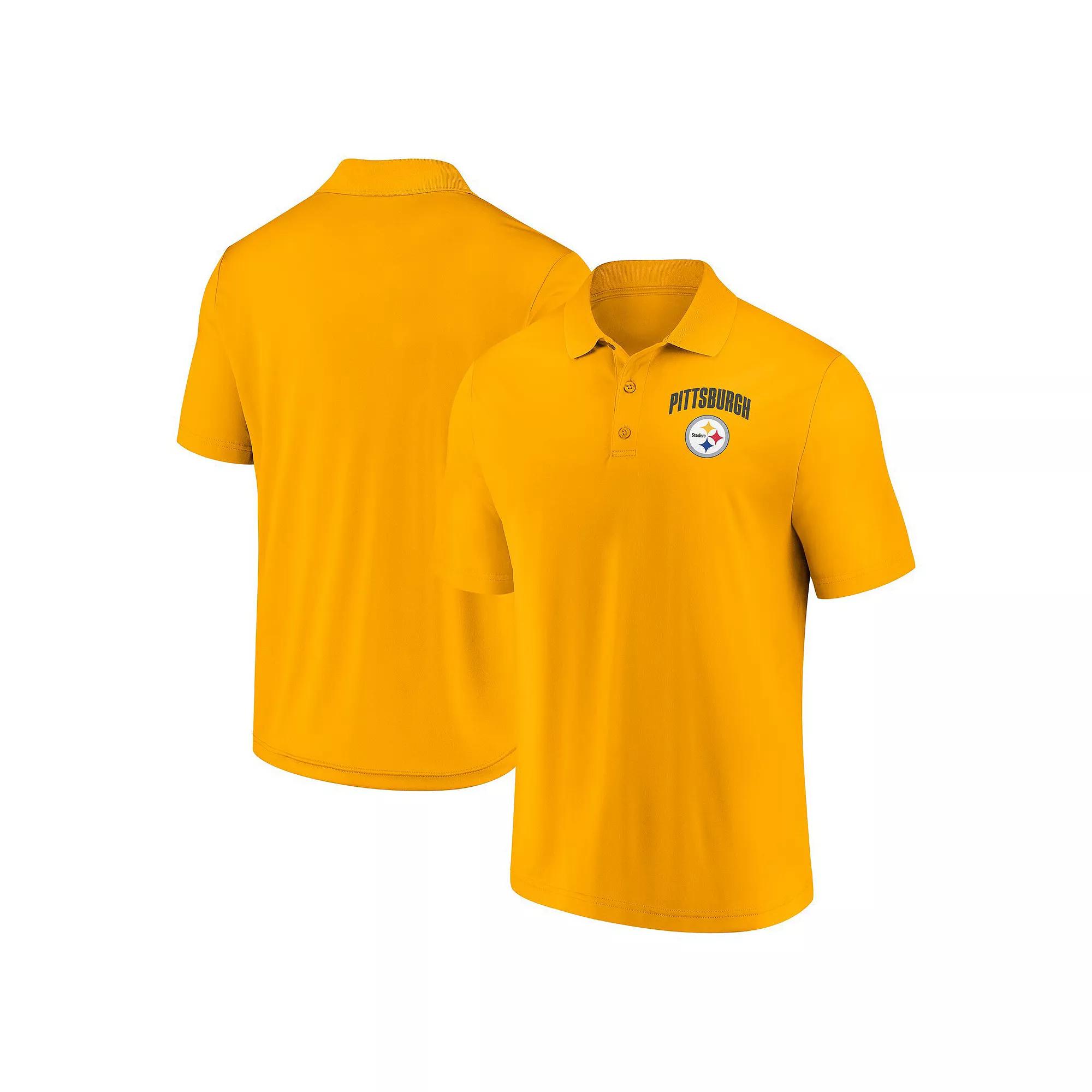Men's Fanatics Gold Pittsburgh Steelers Push Back Polo, Size: Large Product Image