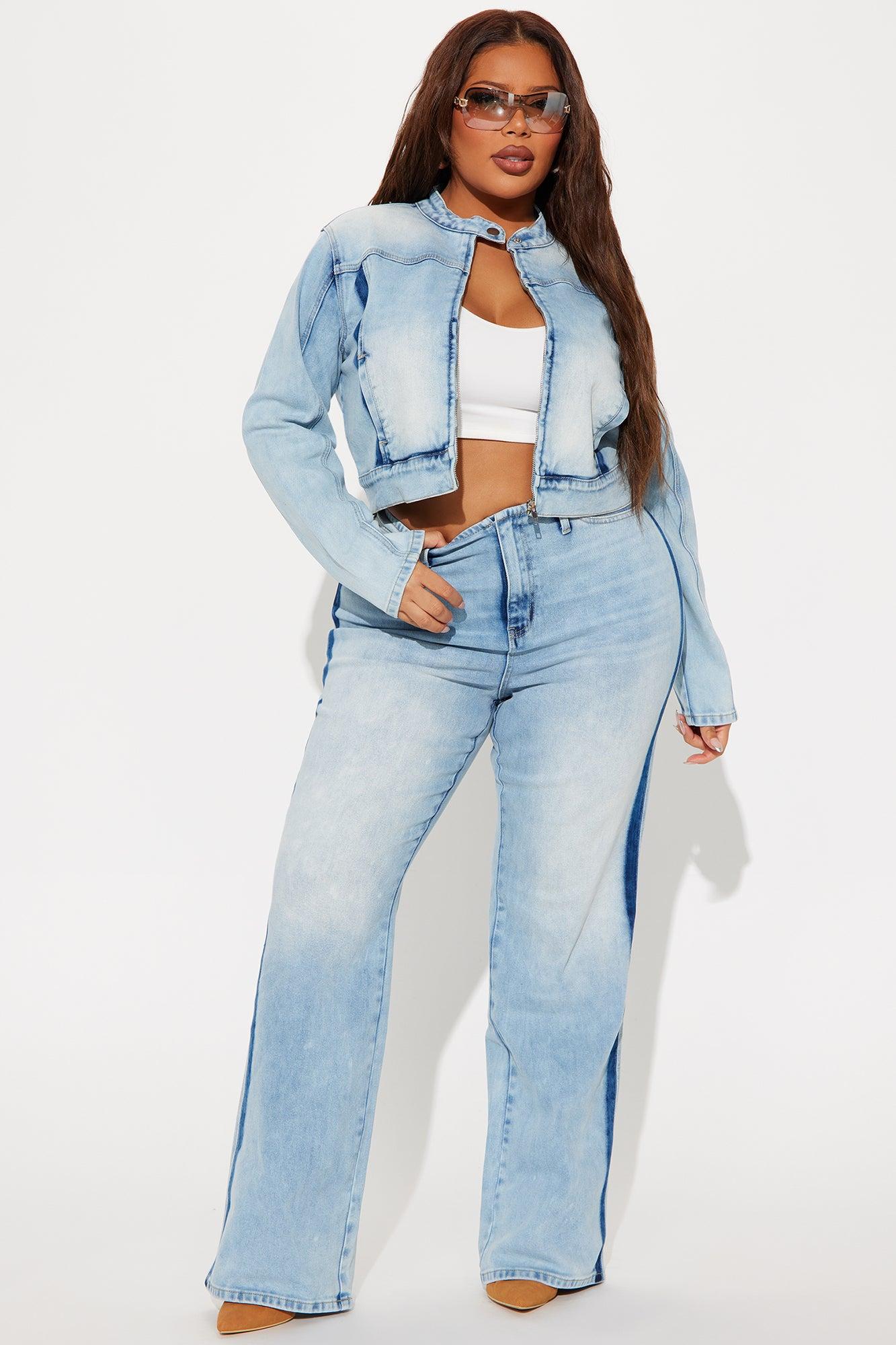 Speed It Up Stretch Moto Denim Jacket - Light Wash Product Image