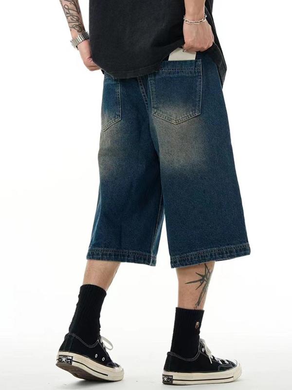 Men'S Denim Straight Loose Blue Shorts Product Image