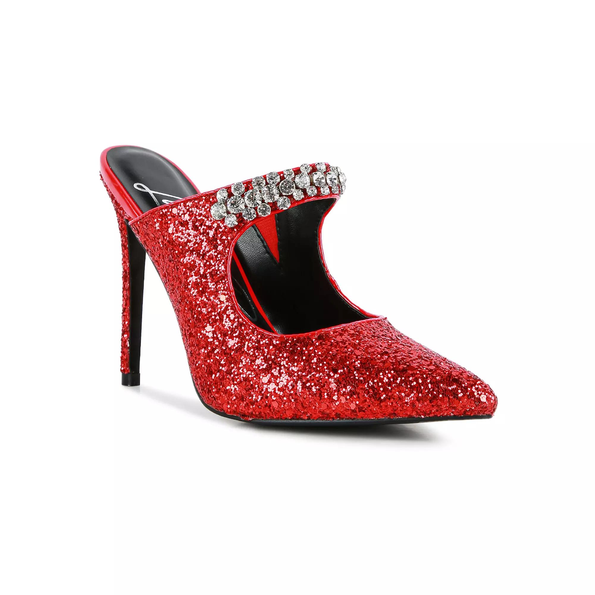 London Rag Twinklet Women's Glitter High Heel Shoes, Size: 7, Red Product Image