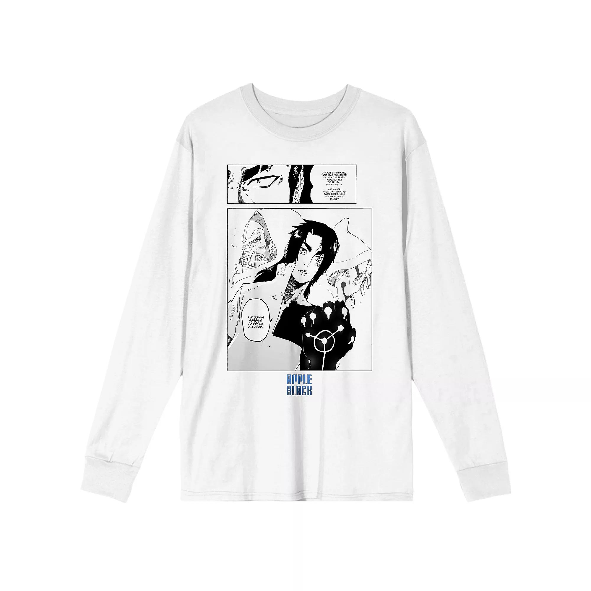 Men's Apple Black Manga Page Sano Long Sleeve Graphic Tee,  Product Image
