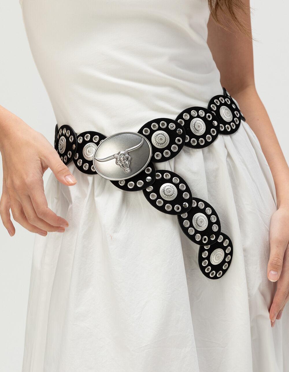 Longhorn Womens Western Belt - BLACK Product Image