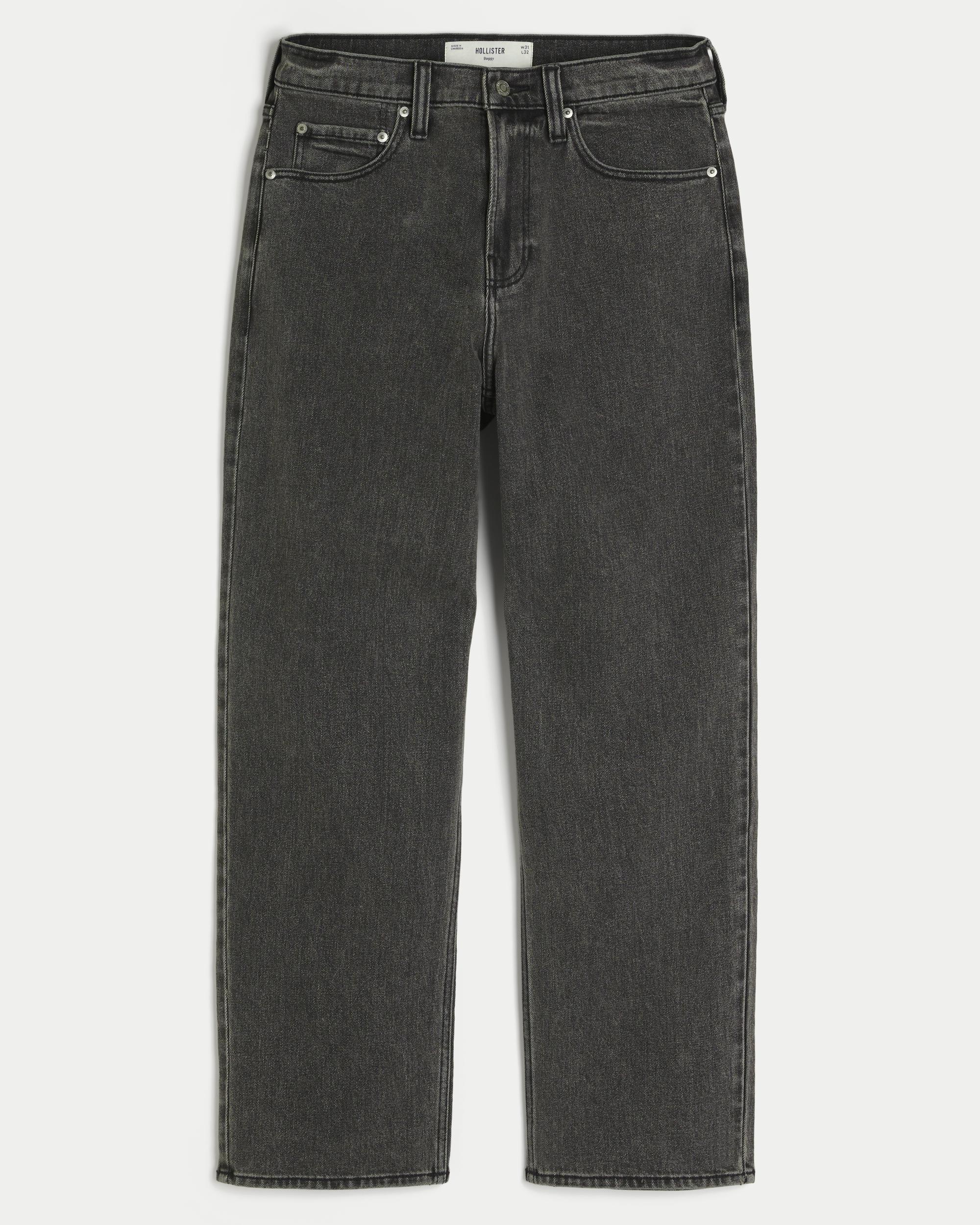 Washed Black Logo Graphic Baggy Jeans Product Image