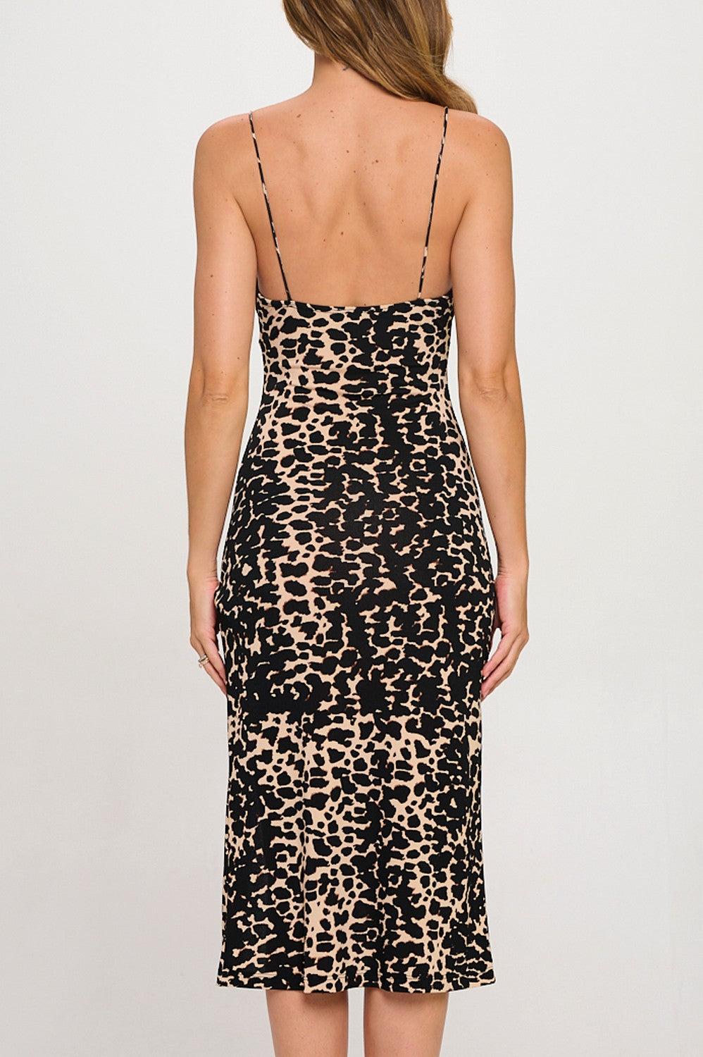 V-NECKLINE SLIT A-LINE MIDI DRESS Product Image