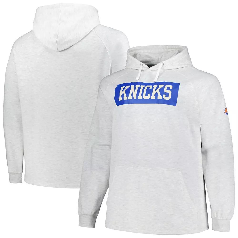 Men's Fanatics Ash New York Knicks Big & Tall Raglan Tri-Blend Pullover Hoodie,  Product Image
