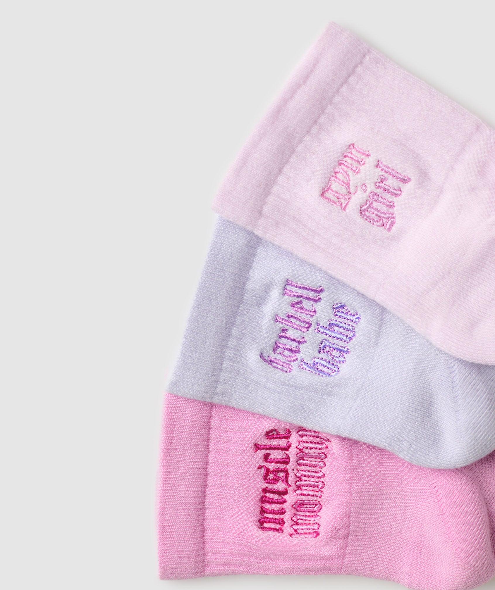 Gymshark Gym Babes Midi Sock 3pk - Sour Pink/Fresh Lilac/Ice Pink Female Product Image