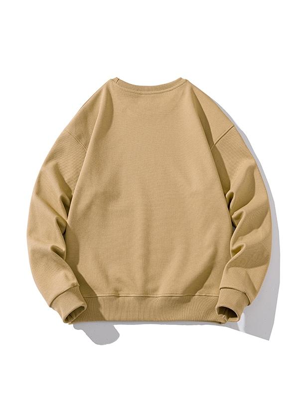 Men’s Solid Color Pure Cotton Crew Neck Sweatshirt Product Image