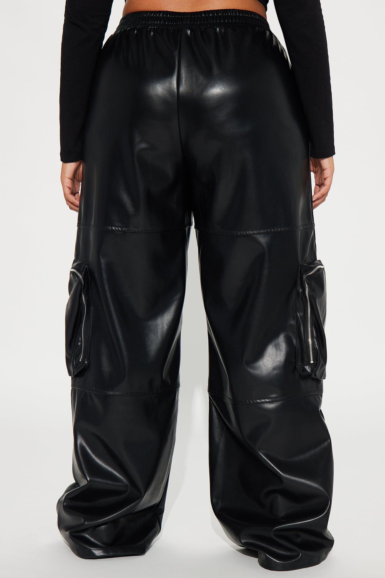 Wasted Times Faux Leather Cargo Pant - Black Product Image