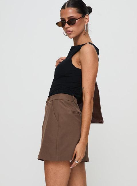 Sabyna Tailored Mini Skirt Brown Product Image