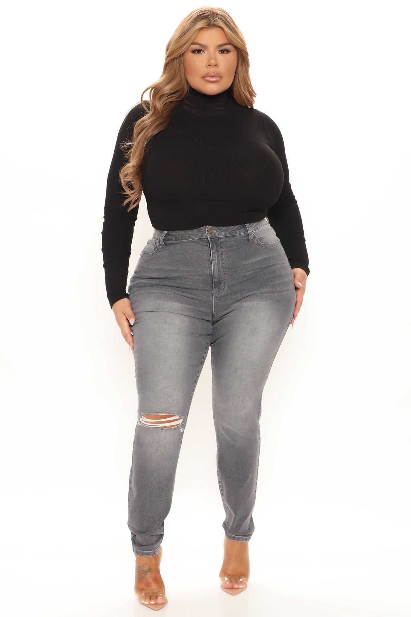 Going Out High Rise Stretch Skinny Jeans - Grey Product Image