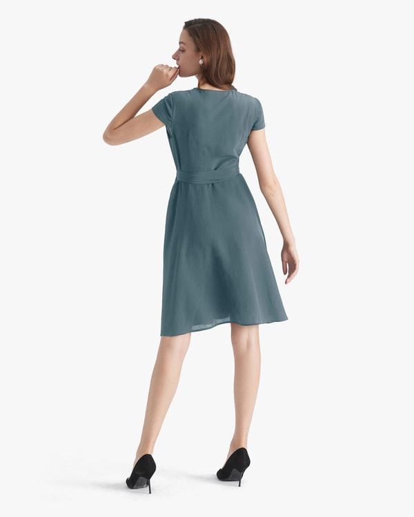 Figure Flattering Silk Wrap Dress Product Image