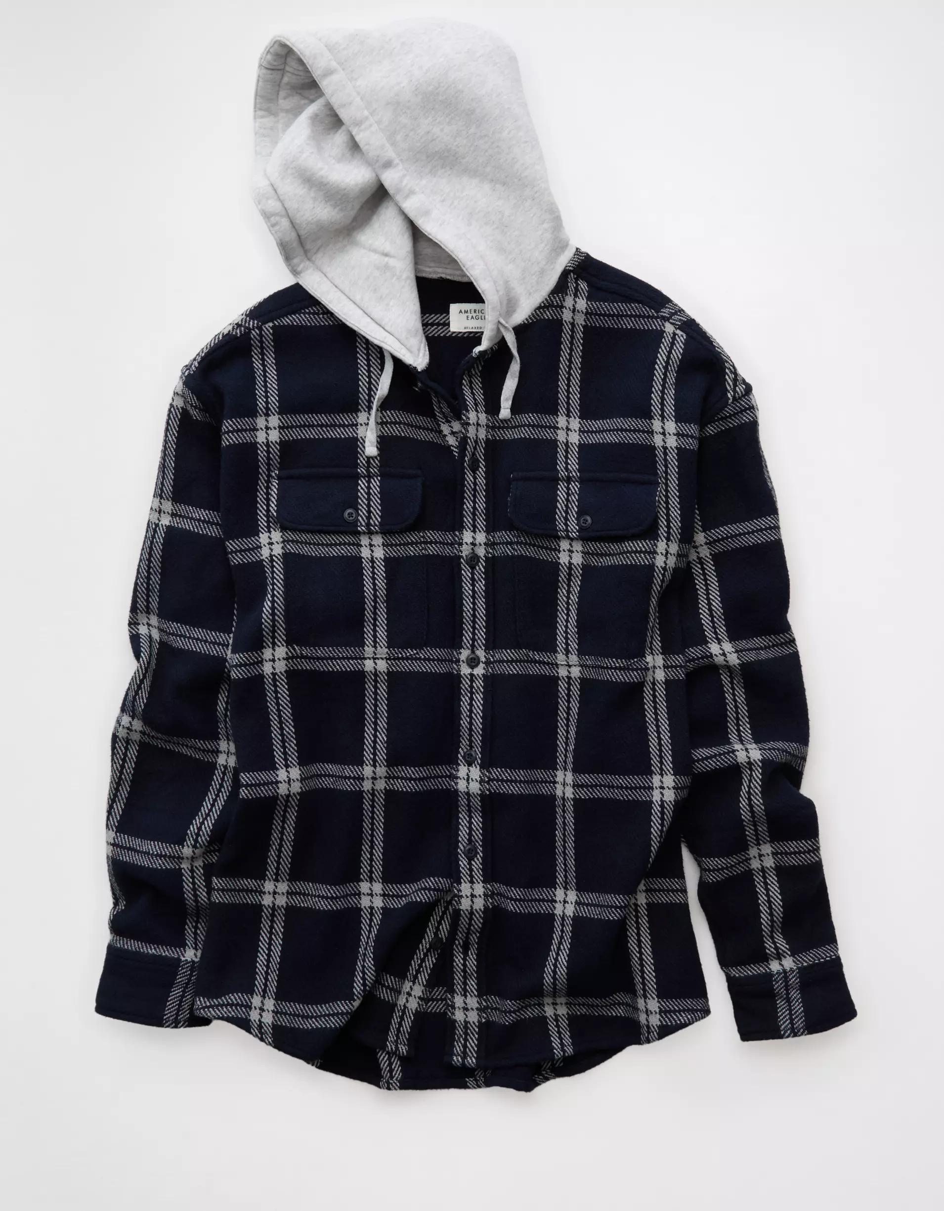 AE Hooded Flannel Shirt Product Image