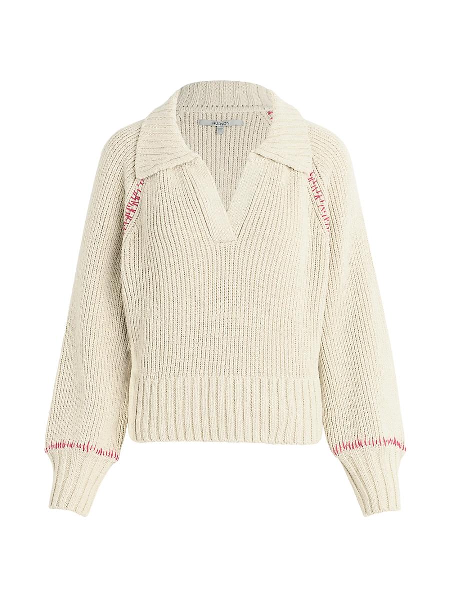 Womens Cotton-Blend V-Neck Sweater Product Image