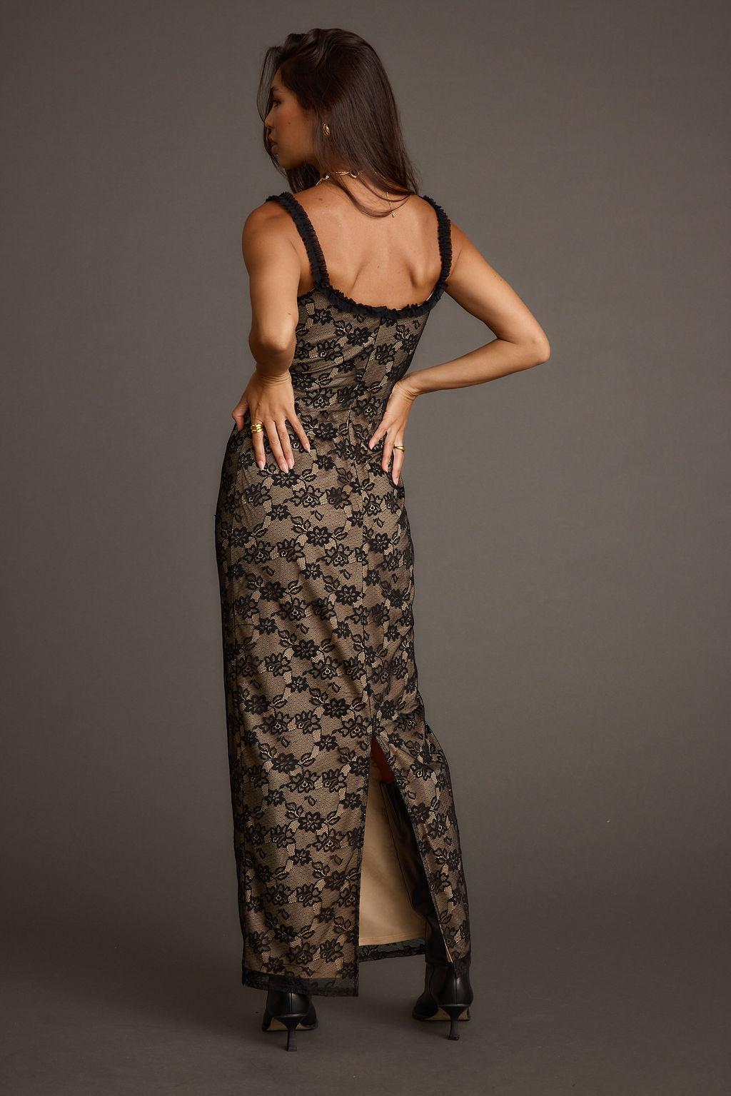 Temptation Black Lace Maxi Dress Product Image