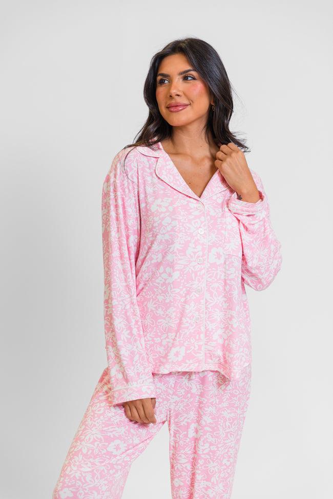Good To Get Away In Kathy Floral Button Up Pajama Top FINAL SALE Product Image