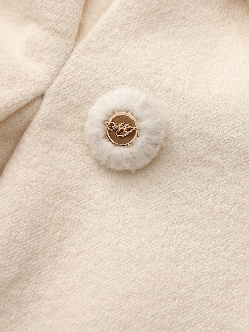 Claudine Bow-Back Wool White Coat Product Image