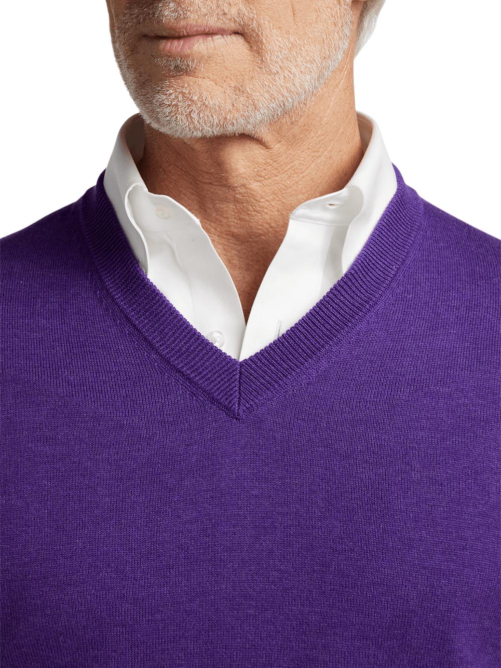 Supima Cotton V-neck Sweater - Purple Product Image