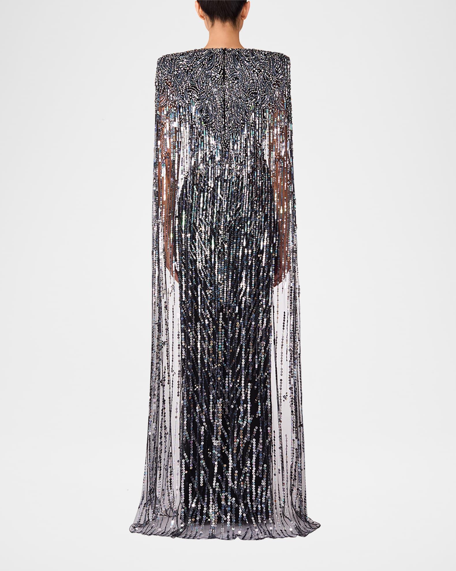 Gold Rush Embellished Cape Gown Product Image