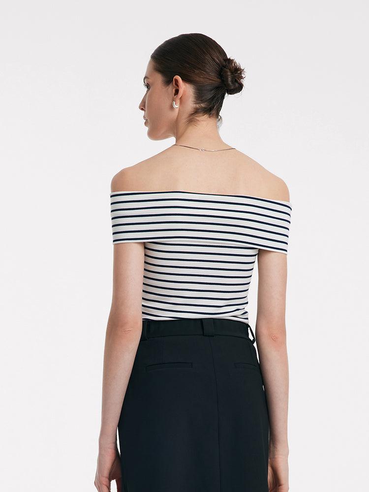 Off Shoulder Striped Slim Top Product Image