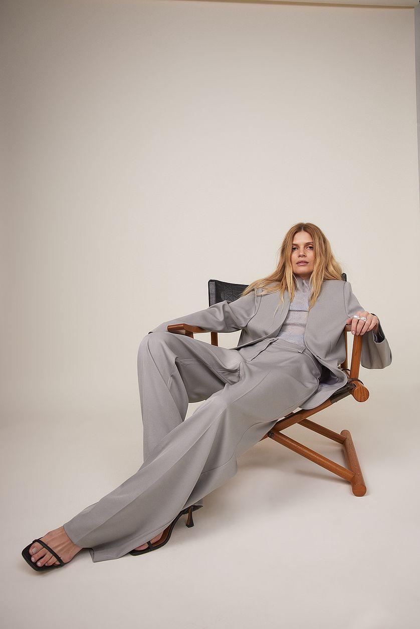 Straight Low Waist Suit Pants Product Image