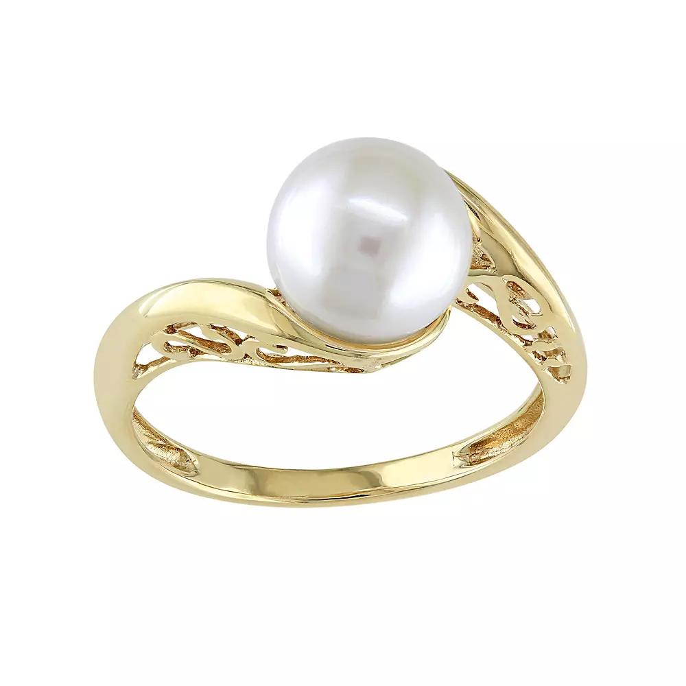 Stella Grace Freshwater Cultured Pearl 10k Gold Swirl Ring, Women's, Size: 10.50, White Product Image
