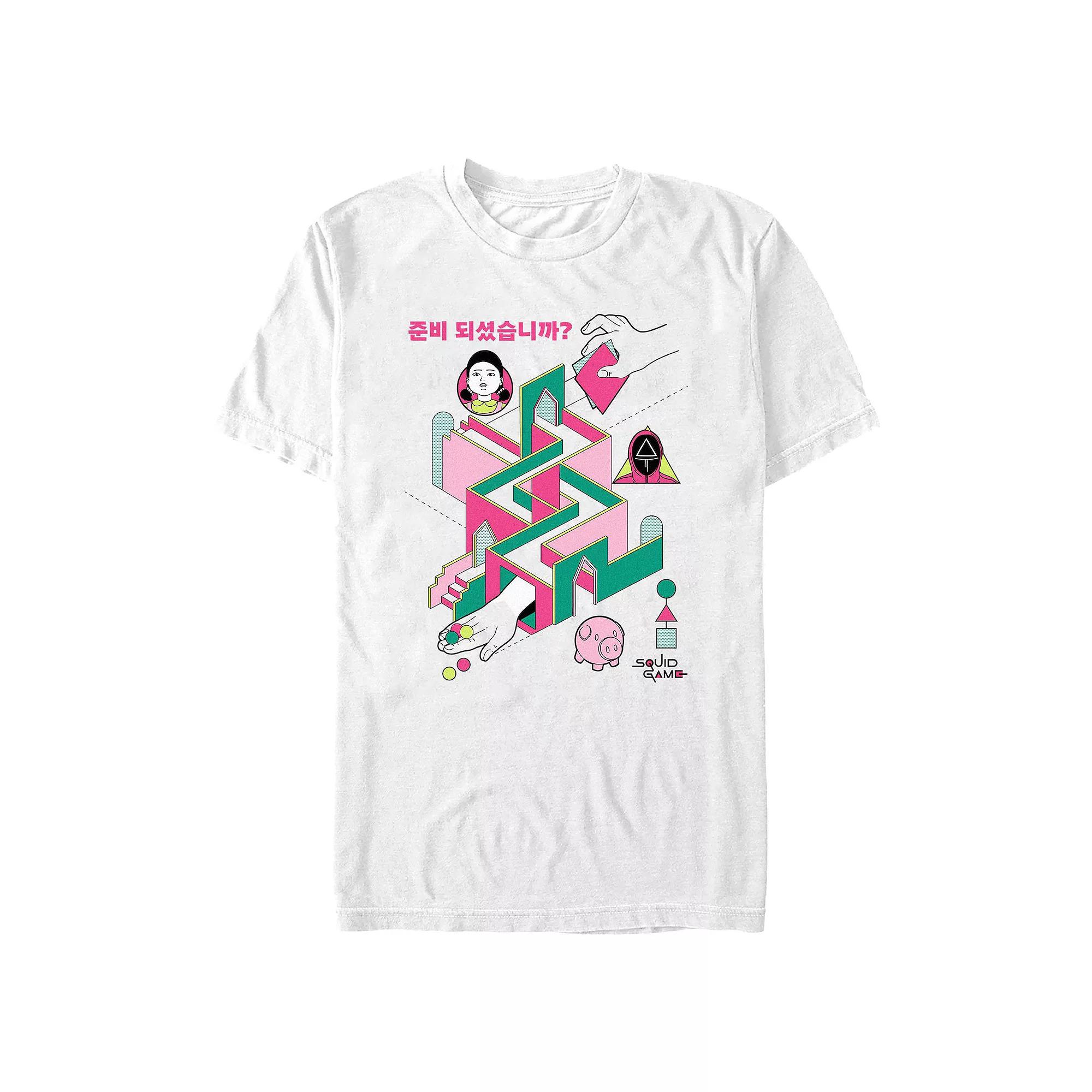 Men's Squid Game Labyrinth Game Graphic Tee, Size: XL, White Product Image