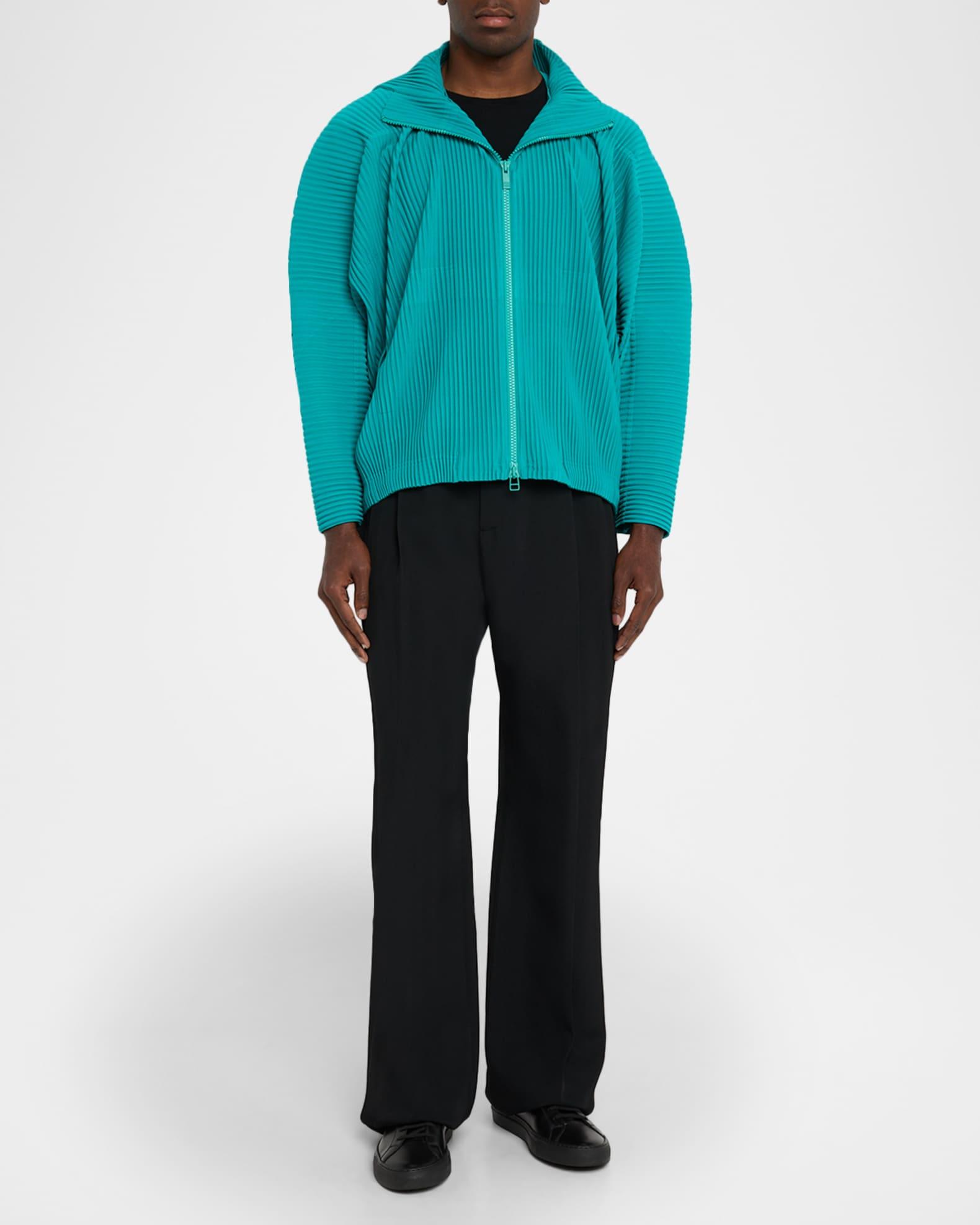 Men's Pleated Full-Zip Hooded Sweater Product Image