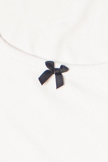 Layered Hem Bow Detail Long Sleeve Top Product Image