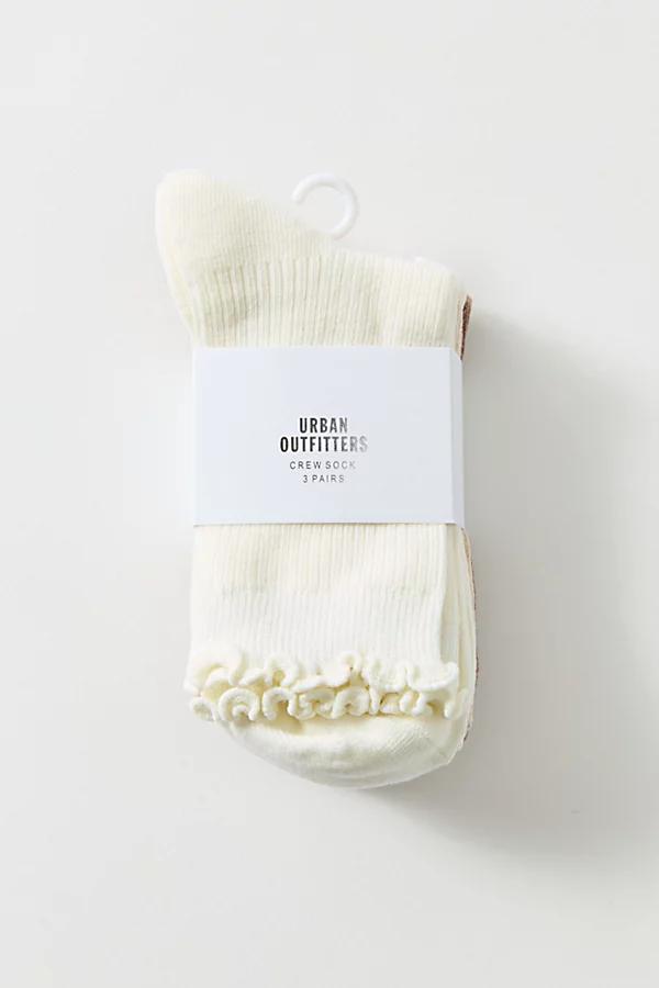 Urban Outfitters UO Lightweight Ribbed Crew Sock 3-Pack Womens at Urban Outfitters Product Image