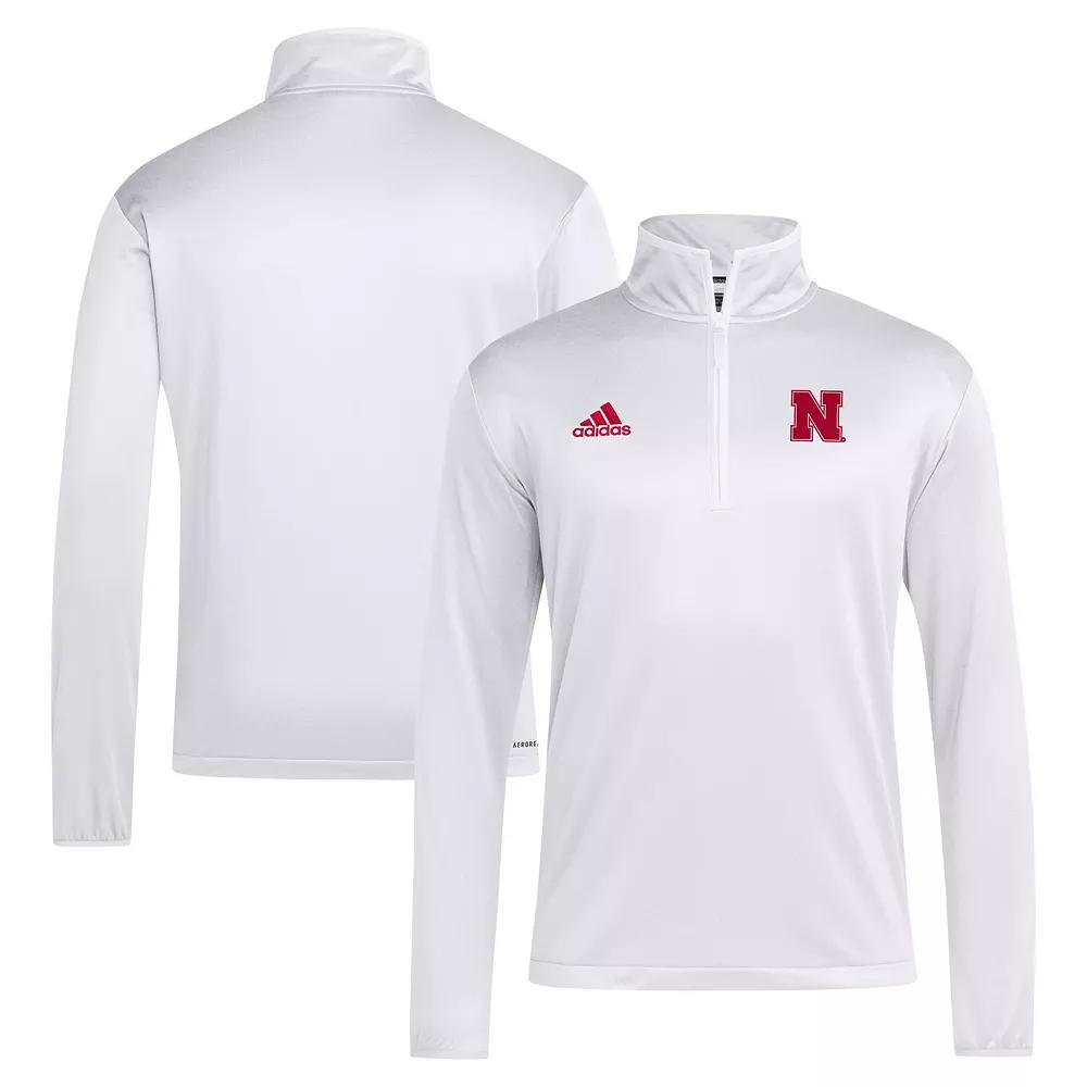 Men's adidas White Nebraska Huskers Coaches Sideline Quarter-Zip Top, Size: 2XL Product Image