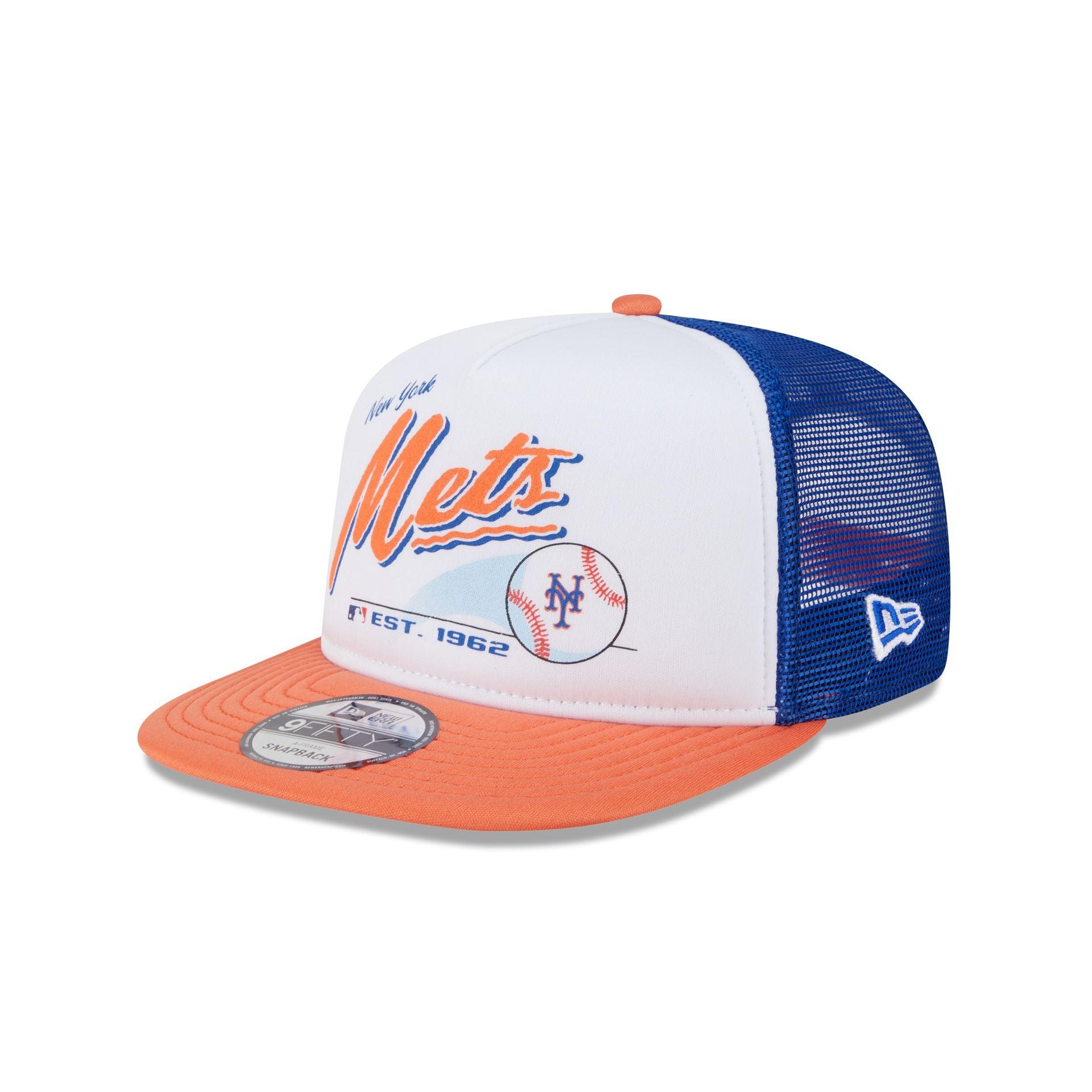 New York Mets Retro Script 9FIFTY A-Frame Trucker Hat Male Product Image