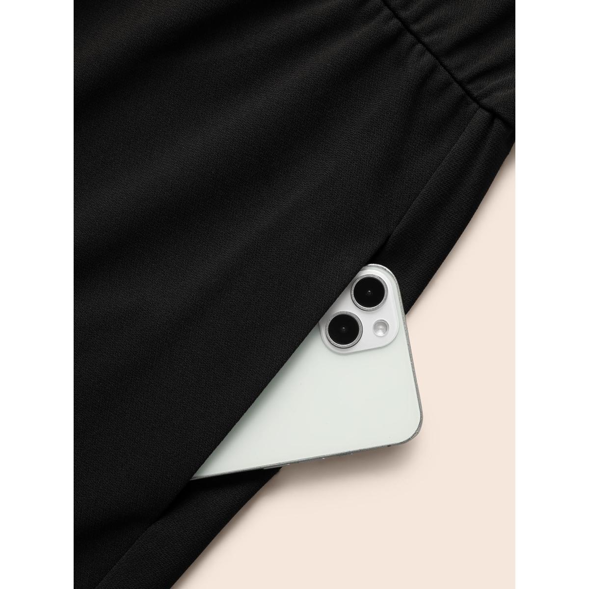 Plus Size Plain Elastic Waist Midi Tank Dress Black Women Elegant Non Square Neck Sleeveless Curvy BloomChic 22-24/3X Product Image