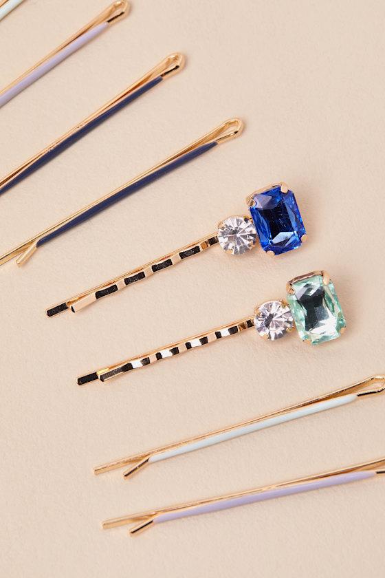 Metal Gold Cloud and Gem 8-Piece Hair Pin Set Product Image