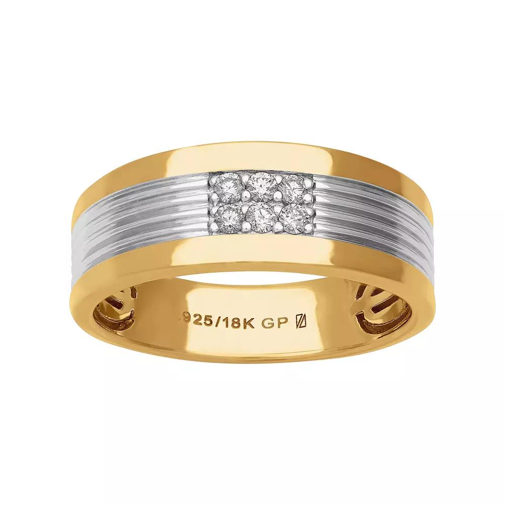 Men's AXL 18k Gold-Plated Silver 1/8 Carat T.W. Diamond Ring, Size: 11, Gold Tone Product Image