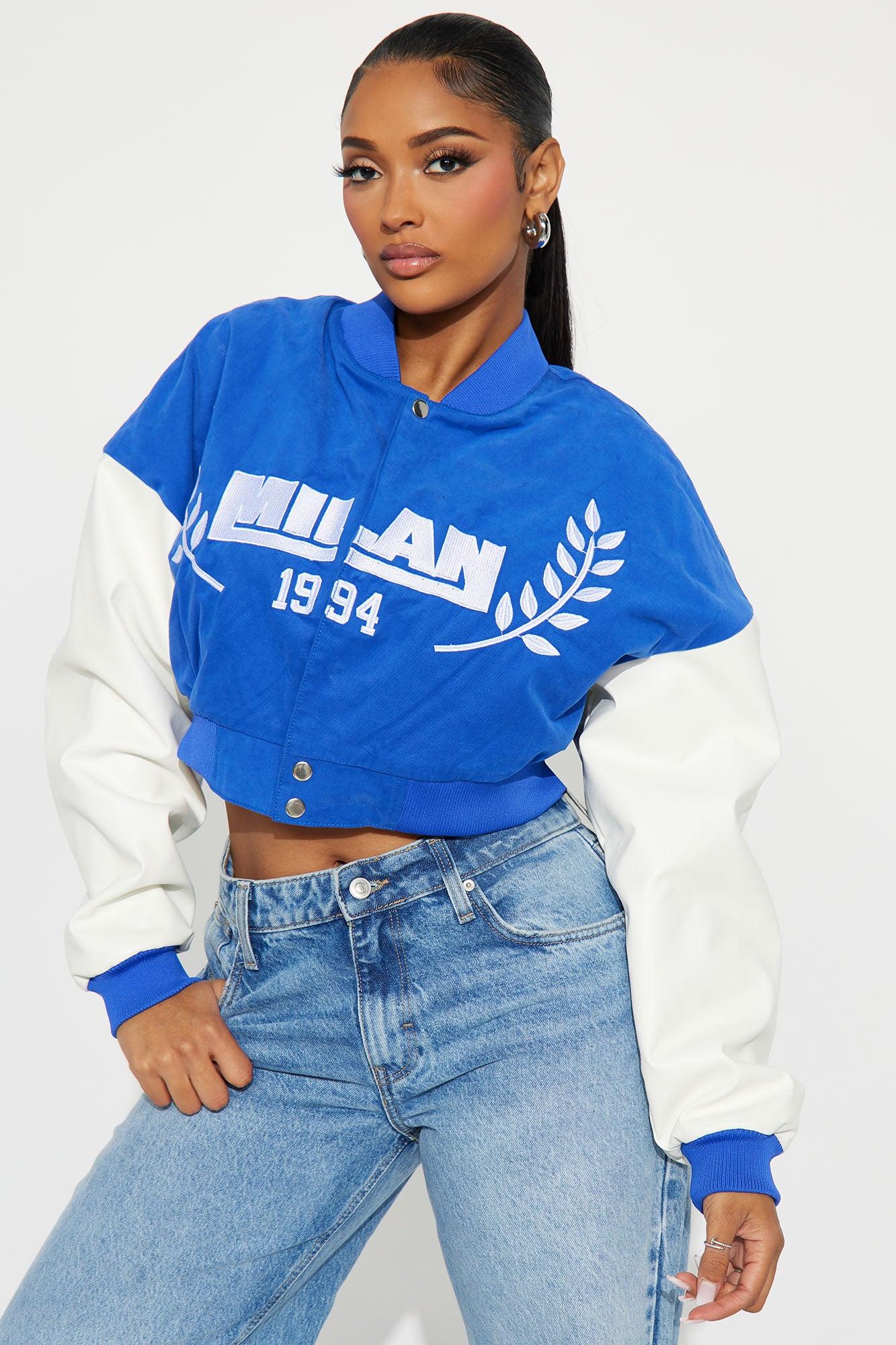 Milan Heritage Faux Leather & Cotton Jacket - Blue/combo Product Image