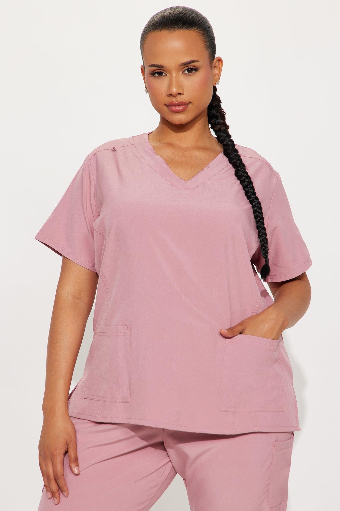 Checked In 4 Way Stretch Scrub Uniform Jogger Set - Mauve Female Product Image