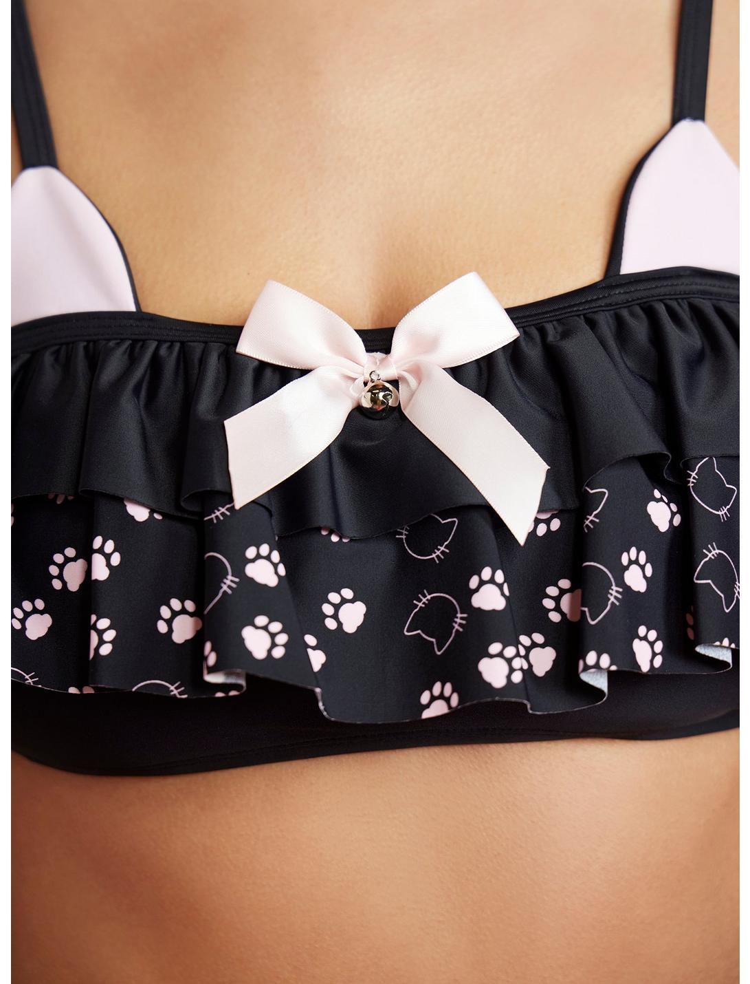 Black Cat Ruffle Swim Top Product Image